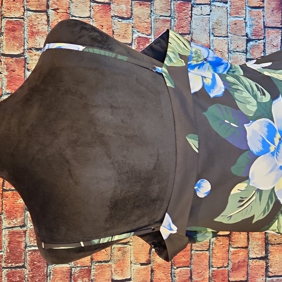 Banana Republic Navy Floral Hawaiian Strappy Dress Lined Asymmetrical 12 Tall - Picture 7 of 16